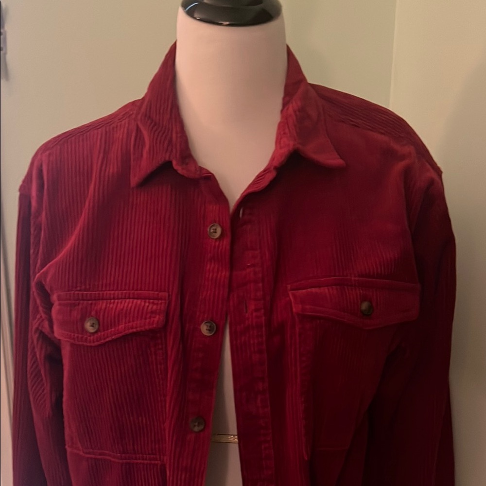 Red Corduroy Men's Button Down